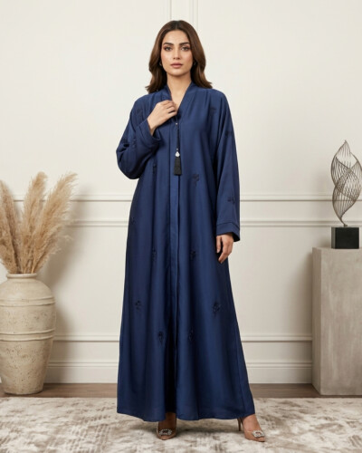 Luxury Navy Blue Wholesale Abaya with Delicate Embroidery canada