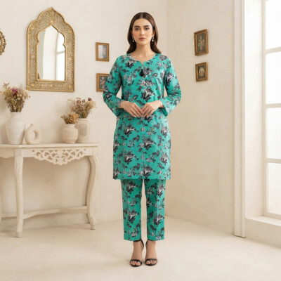 Mint Green Printed Wholesale Pakistani Clothes Calgary