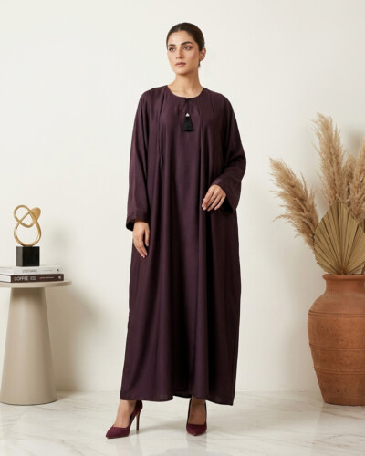 Modest Pleated Deep Plum Wholesale Abaya canada