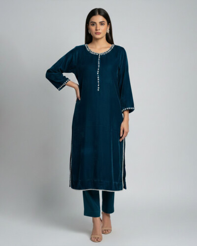 Navy blue wholesale velvet suit