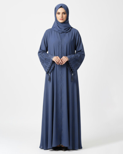 Tealish Blue fancy wholesale abya abaya with cutwork