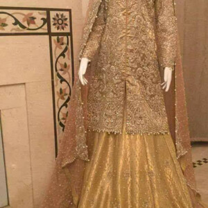Bride-Golden Custom Pakistani Bridal Dresses