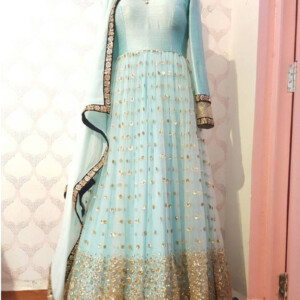 Bride-light blue Custom Pakistani Bridal Dresses