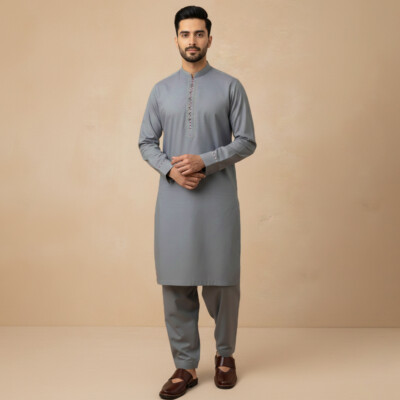 Cool Grey fully stitched salwar suits wholesale